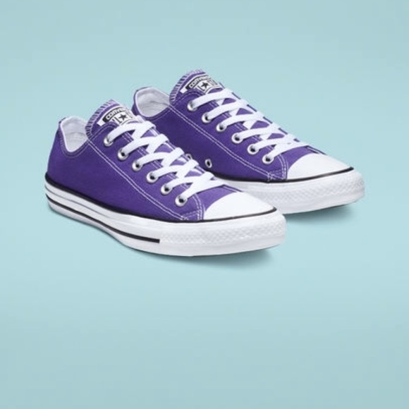 purple low top converse